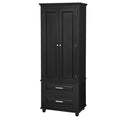 Tall Storage Cabinet With Two Drawers For Bathroom Office, Black Black Mdf