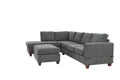 Living Room Furniture Charcoal Chenille Sectional W Ottoman Linen Like Fabric Sofa Reversible L R Chaise Ottoman 3Pc Sectional Sofa Charcoal Chenille Wood Primary Living Space Cushion Back