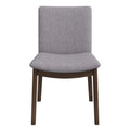 Laura Mid Century Modern Solid Wood Dining Chair Set Of 2 Grey Linen