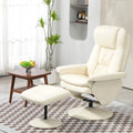 Homcom Swivel Recliner With Ottoman, Pu Leather Reclining Chair With Ottoman, Upholstered Recliner And Footrest With Wrapped Base For Living Room, Bedroom And Home Office, Cream White Cream White Faux Leather