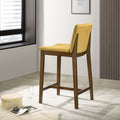 Shannon Counter Chair In Dark Yellow Velvet Wood Solid Brown,Yellow Brown Dining Room Wipe Clean Bar Stools Solid Wood,Velvet