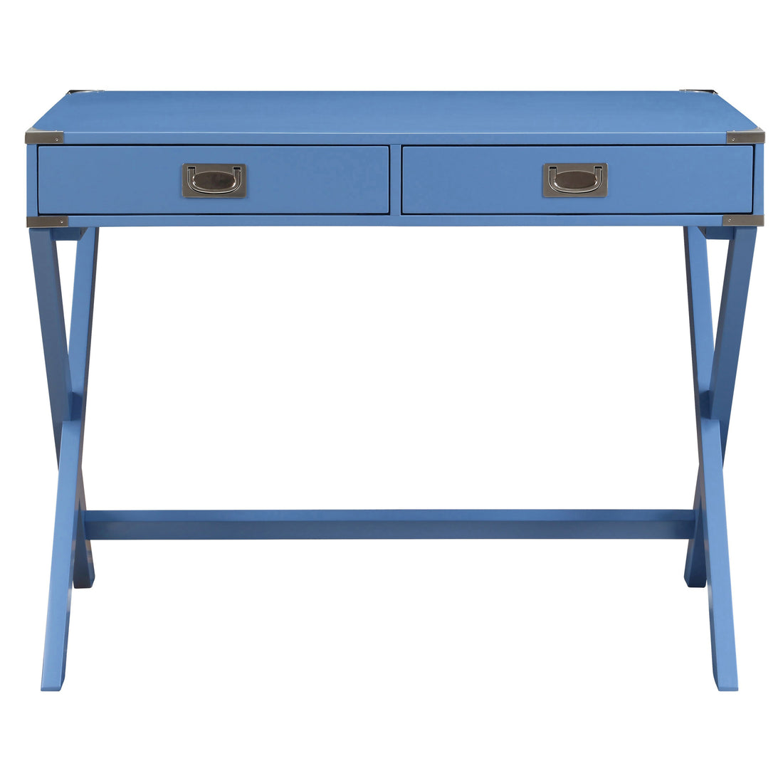 Blue Writing Desk With 2 Drawers Blue Writting Desk Office Vintage Poplar Rectangular Drawers Desk Wood