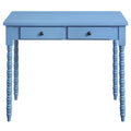 Blue 2 Drawer Writing Desk Blue Writting Desk Office Traditional Rubberwood Rectangular Drawers Desk Wood