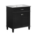 30 Inch Bathroom Vanity With Ceramic Basin, Soft Close Door And Adjustable Shelves Black Bathroom Solid Wood Mdf