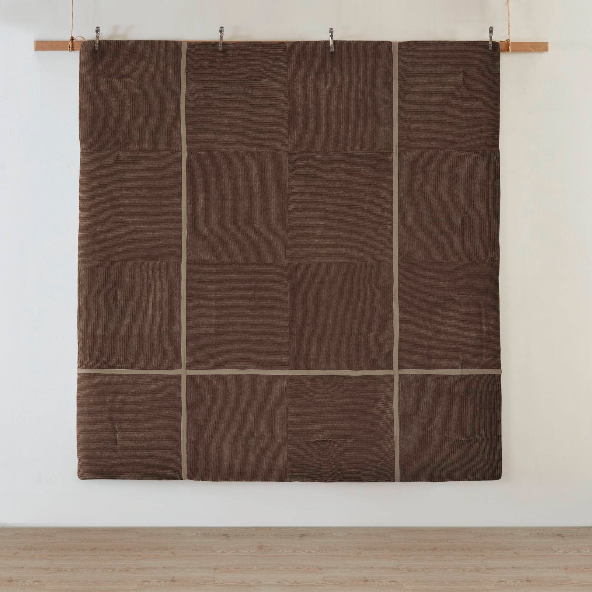 7 Piece Micro Corduroy Comforter Set Brown King Brown Polyester