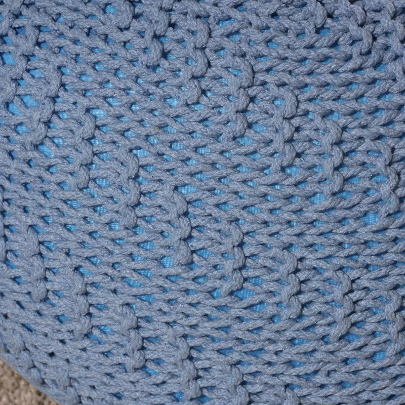 Knited Pouf Teal Cotton