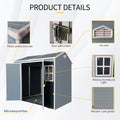 8X4Ft Resin Outdoor Storage Shed With Two Window And Double Door,Plastic Shed With Floor For Gargen,Patio,Yard,Lawn,Grey Grey Polypropylene