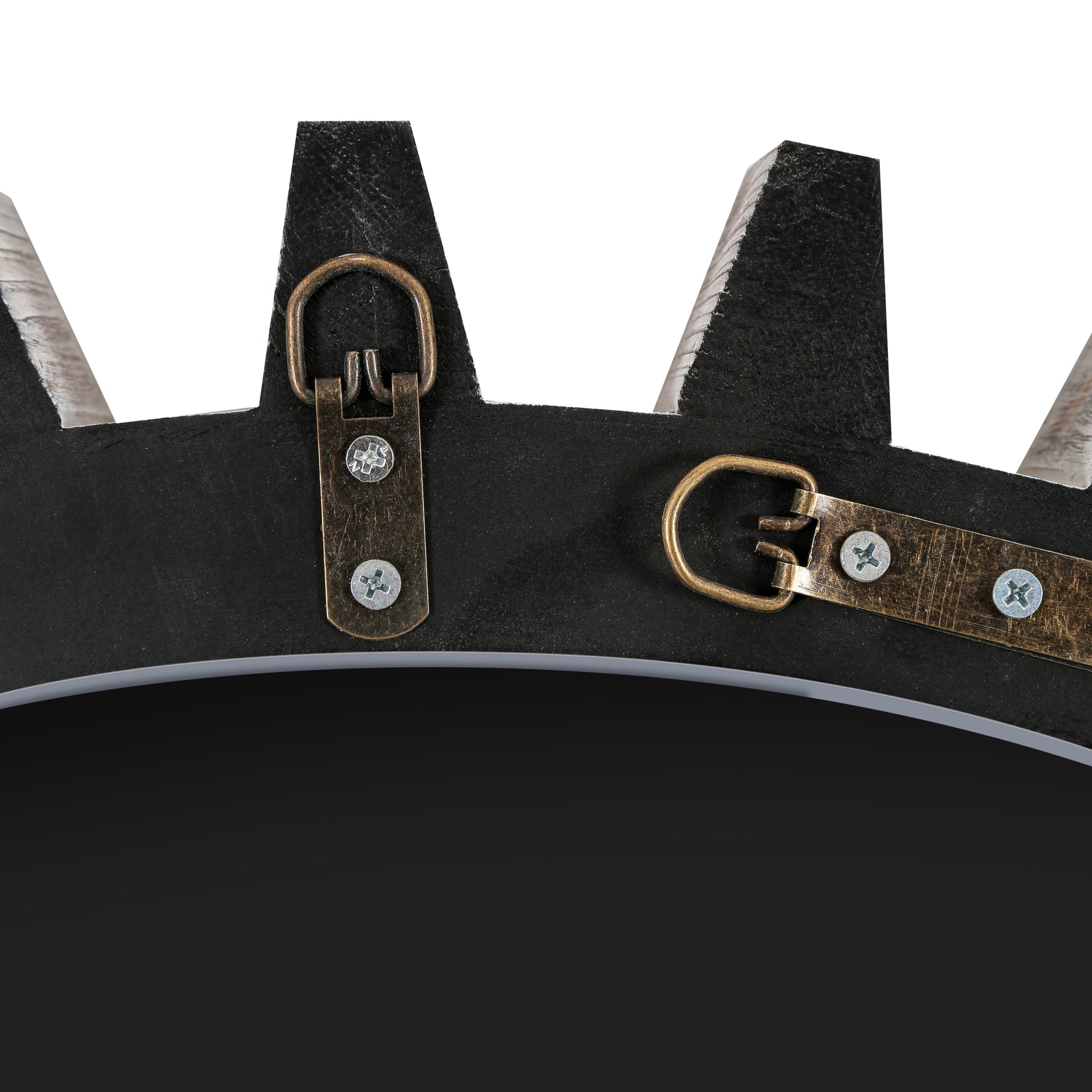 Vintage 34'' X 34'' Wood Round Hanging Gear Shape Heavy Decorative Mirror For Bathroom Living Room Entryway Or Put Together To Your Liking Antique Dark Brown Dark Brown Glass Mirror