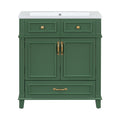 30'' Bathroom Vanity With Resin Sink, Solid Wood Frame Bathroom Storage Cabinet With Soft Closing Doors, Retro Style, Green Same As Sw000118Aaf Green Bathroom Modern Solid Wood Mdf Resin