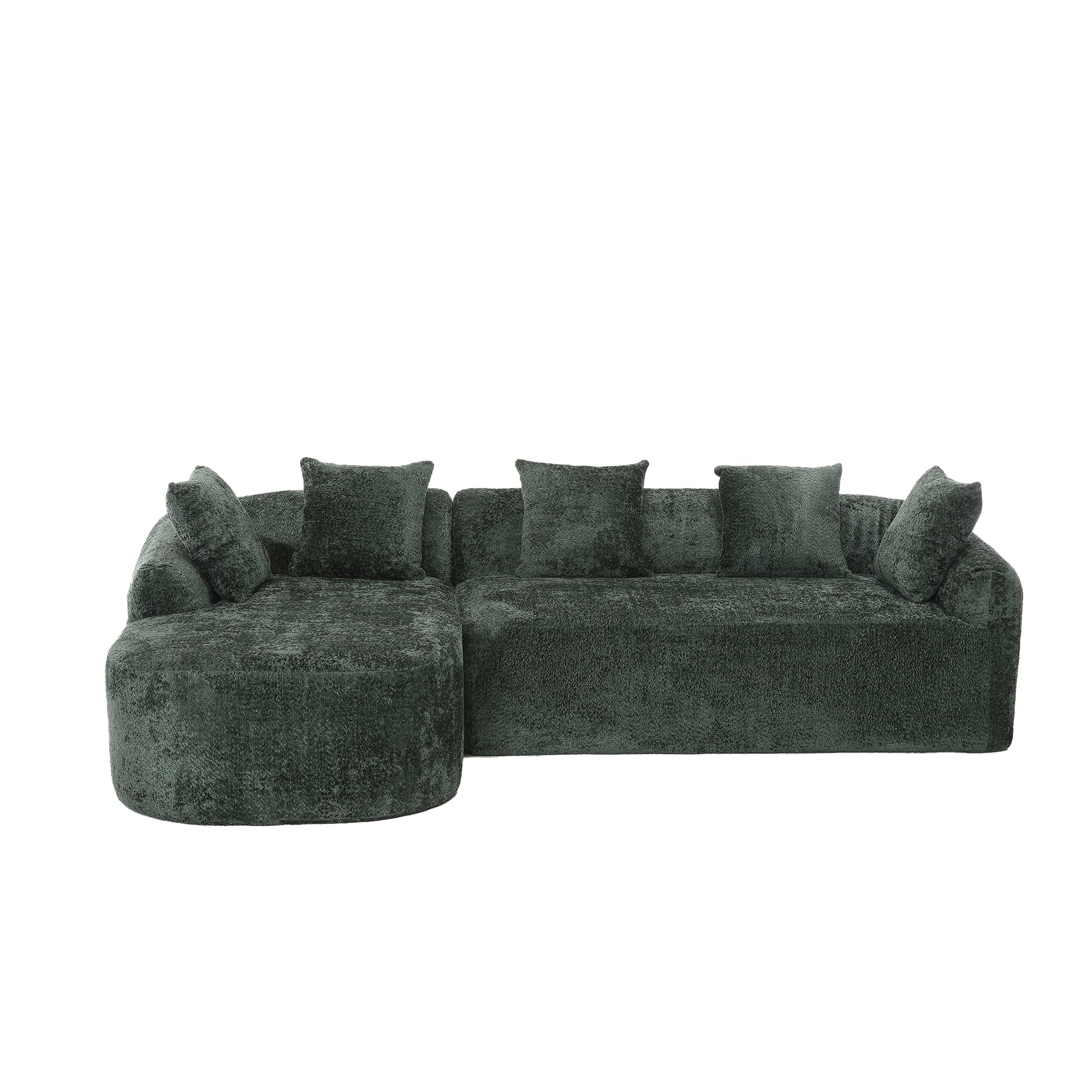 Coolmore Boucle Sofa 3 Seater For Living Room Oversized Comfy Sofa L Shape Sofa Couch With Chaise Home Furniture Sleeper Sectional Sofa For Apartment, Office Left Hand Facing Green Green Primary Living Space Foam Boucle 3 Seat