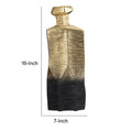 Kaya 16 Inch Classic Accent Metal Vase, Square Body, Narrow Top, Gold Black Gold Black Metal