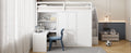 Full Size Loft Bed With Wardrobe,Desk And Shelves,White White Mdf Lvl