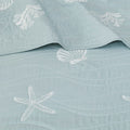 4 Piece Cotton Reversible Embroidered Quilt Set With Throw Pillow Aqua Full Queen Full Aqua Cotton