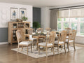 Traditional Dining Set 9Pc Extendable Table And 8 Side Chairs Wheat Finish Wooden Dining Kitchen Furniture Wood Wood Wheat Seats 8 Wood Dining Room Removable Leaf Extendable Trestle Rectangular