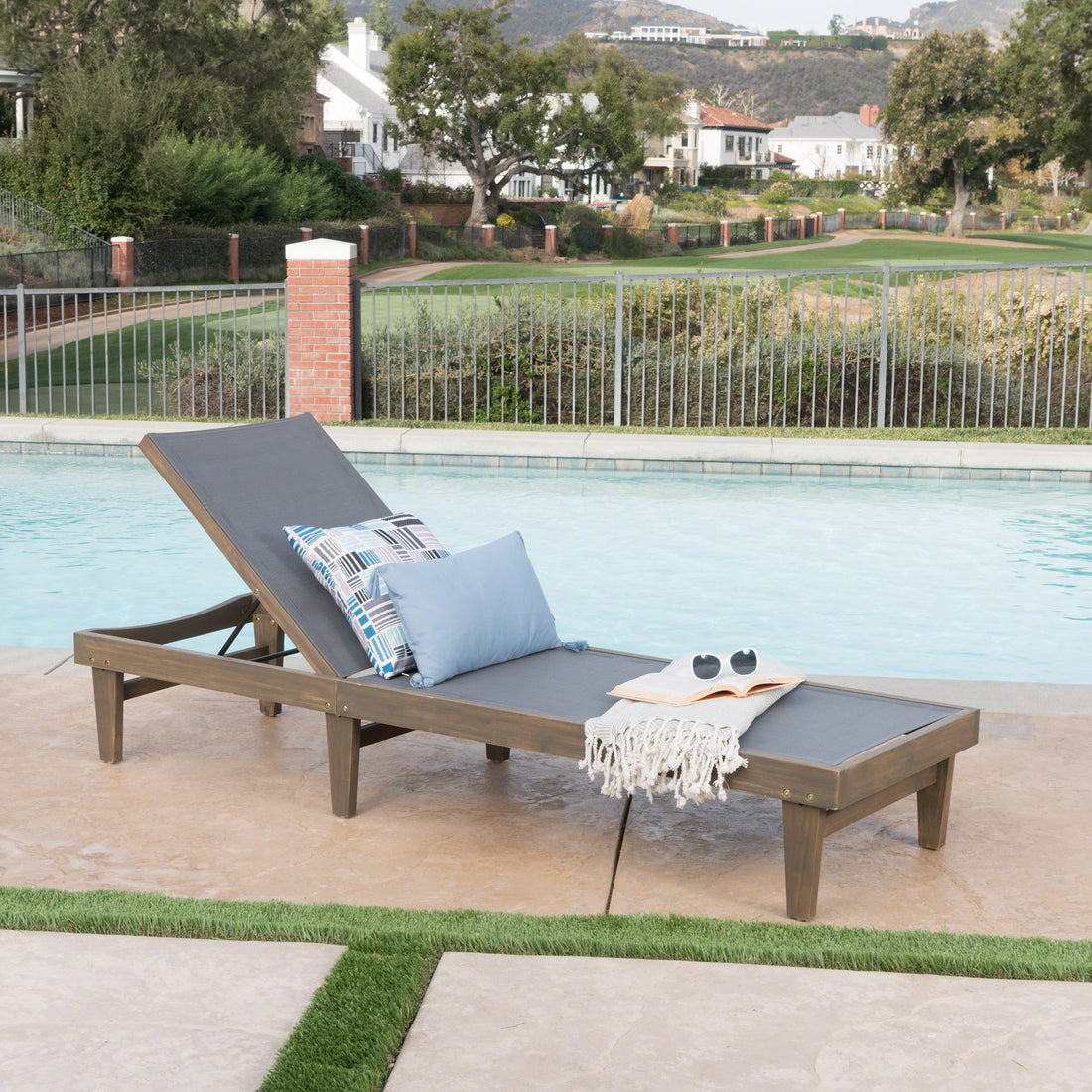 Summerland Chaise Lounge Dark Grey Mesh Dark Grey Aluminum