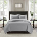 Reversible Quilt Set Grey King Cal King King Grey Cotton
