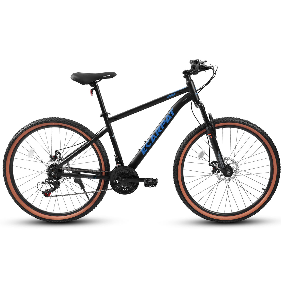 A27301 Ecarpat Mountain Bike 27.5 Inch Wheels, 21 Speed Mens Womens Trail Commuter City Mountain Bike,High Carbon Steel Frame Disc Brakes Thumb Shifter Front Fork Bicycles Cycling Black Blue Without Durable Garden & Outdoor Classic Multifunctional