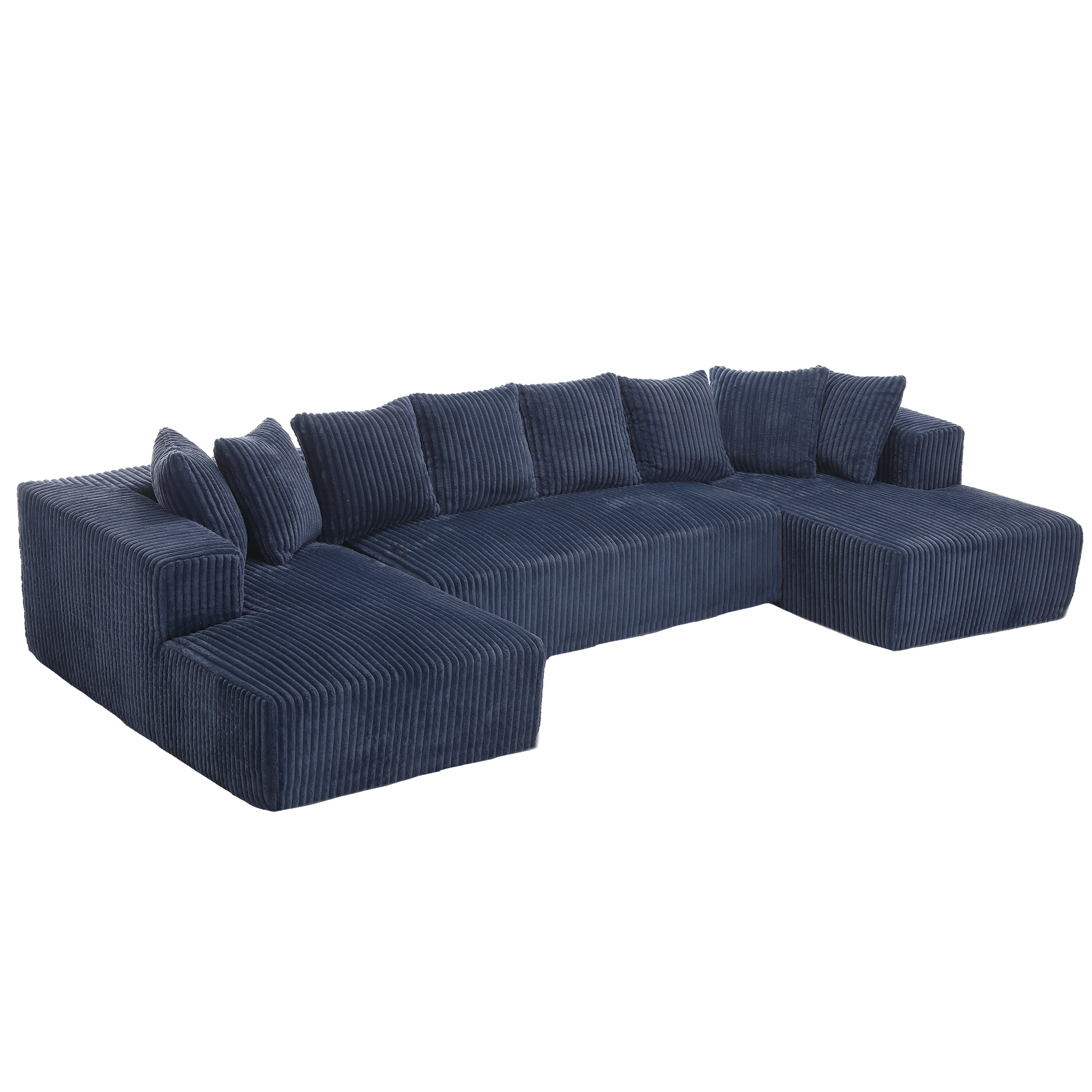 131'' Modular Sectional Couch, U Shaped Sofachaise Lounge, Striped Fabric,Upholstered 4 Seater Couch For Living Room, Bedroom, Free Combination Sofa Corduroy , Blue Blue Polyester Primary Living