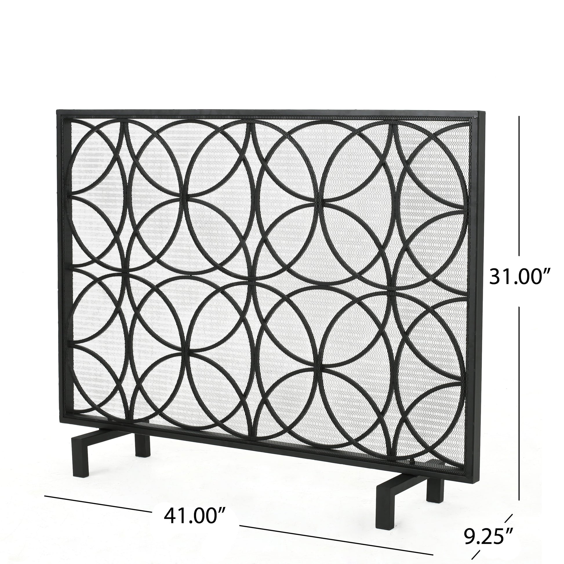 Thayer Single Panel Iron Fireplace Screen Black Primary Living Space American Design,Antique,Classic Iron