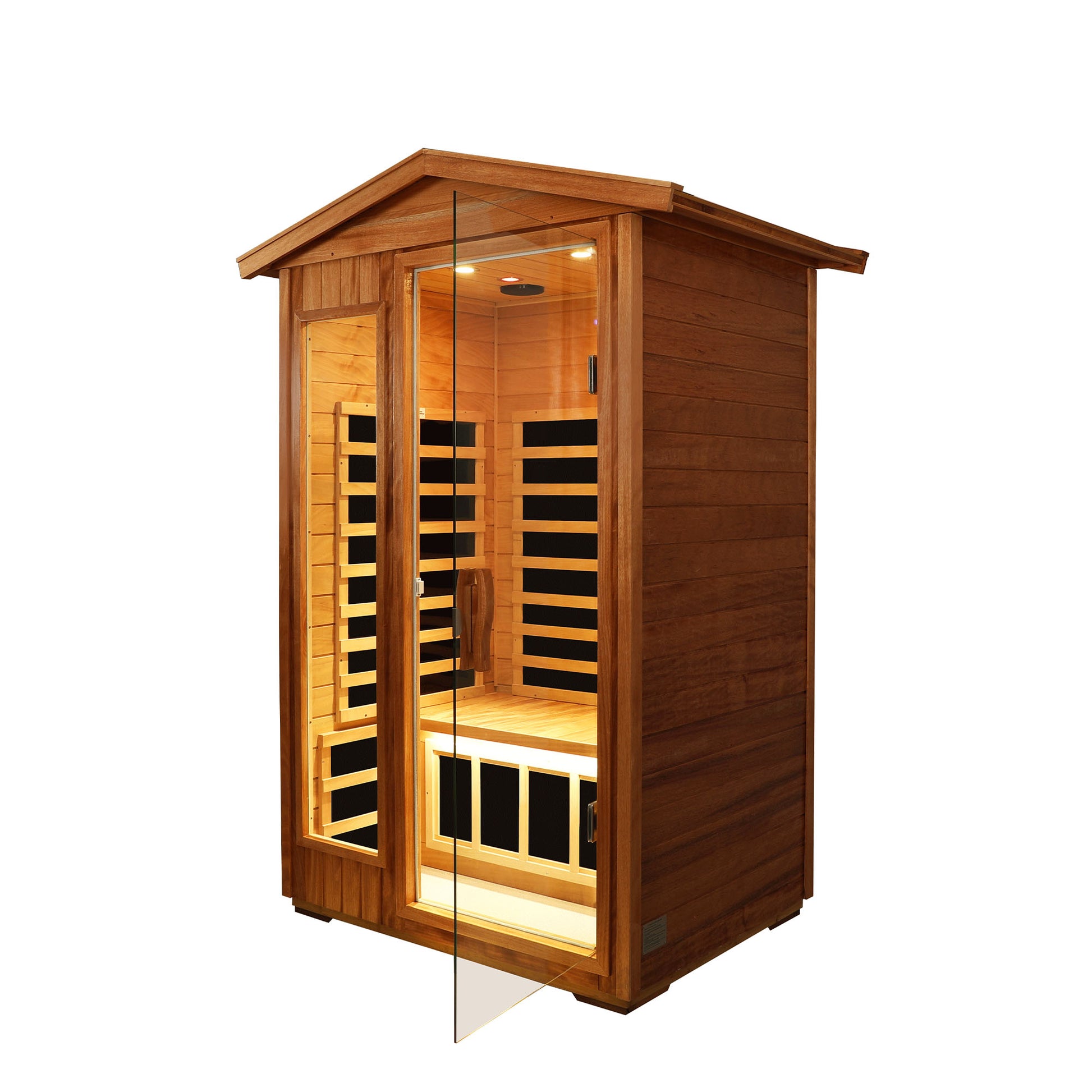 Two People Outdoor Okoume Wood Far Infrared Sauna Room Natural Wood Metal & Wood