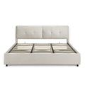 King Size Storage Upholstered Hydraulic Platform Bed With Integrated Headboard, Chenille Fabric, Beige King Beige Bedroom Luxury,Modern Chenille Chenille