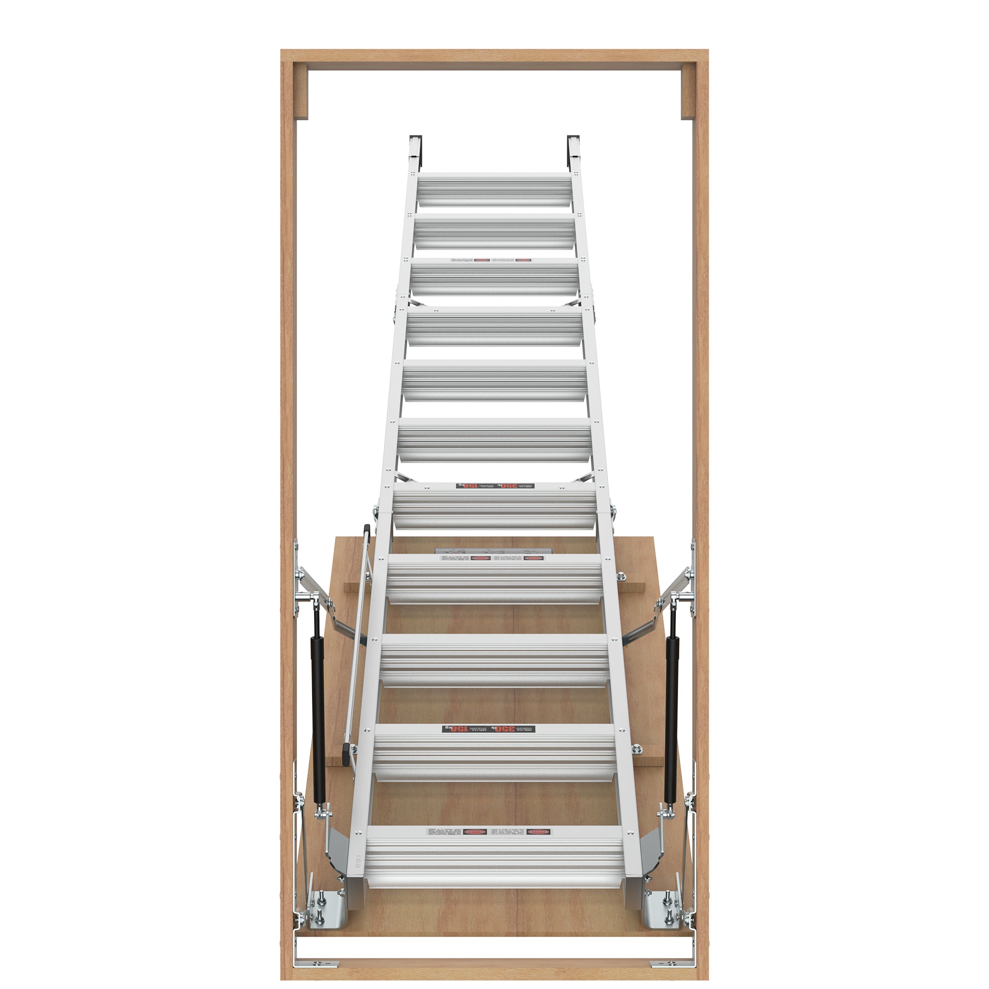 Household Aluminum Attic Ladder 25" X 54" ,375 Lbs Capacity, 7'8" 10'3" Ceiling Height Grey Aluminium Alloy