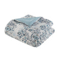 3 Piece Floral Printed Cotton Comforter Set Blue King Cal King King Blue Cotton