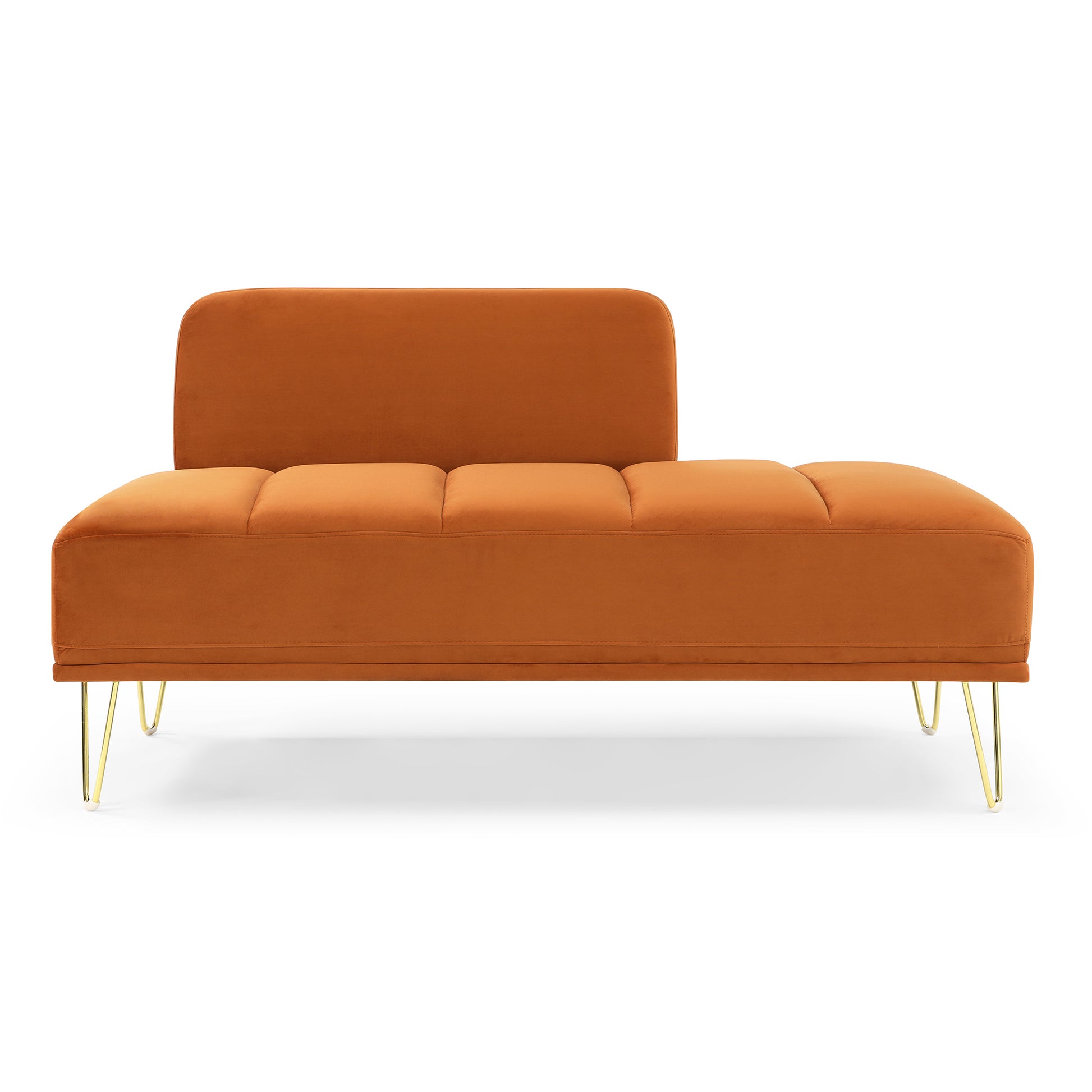 56.3"Inch Modern End Of Bed Bench,Velvet Fabric Upholstered 2Seater Sofa Couch Entryway Ottoman Bench, Fuzzy Sofa Stool Footrest ,Window Bench With Gold Metal Legs For Bedroom, Living Room,Orange Orange Velvet Wood Primary Living Space Foam Velvet 2 Seat