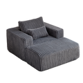 62.5 Inch Corduroy Sponge Sofa Lounge Chair With Removable Footrest,No Assembly Required,Fluffy Modern Sleeper Chair For Indoor Living Room Bedroom Grey Foam Corduroy 1 Seat