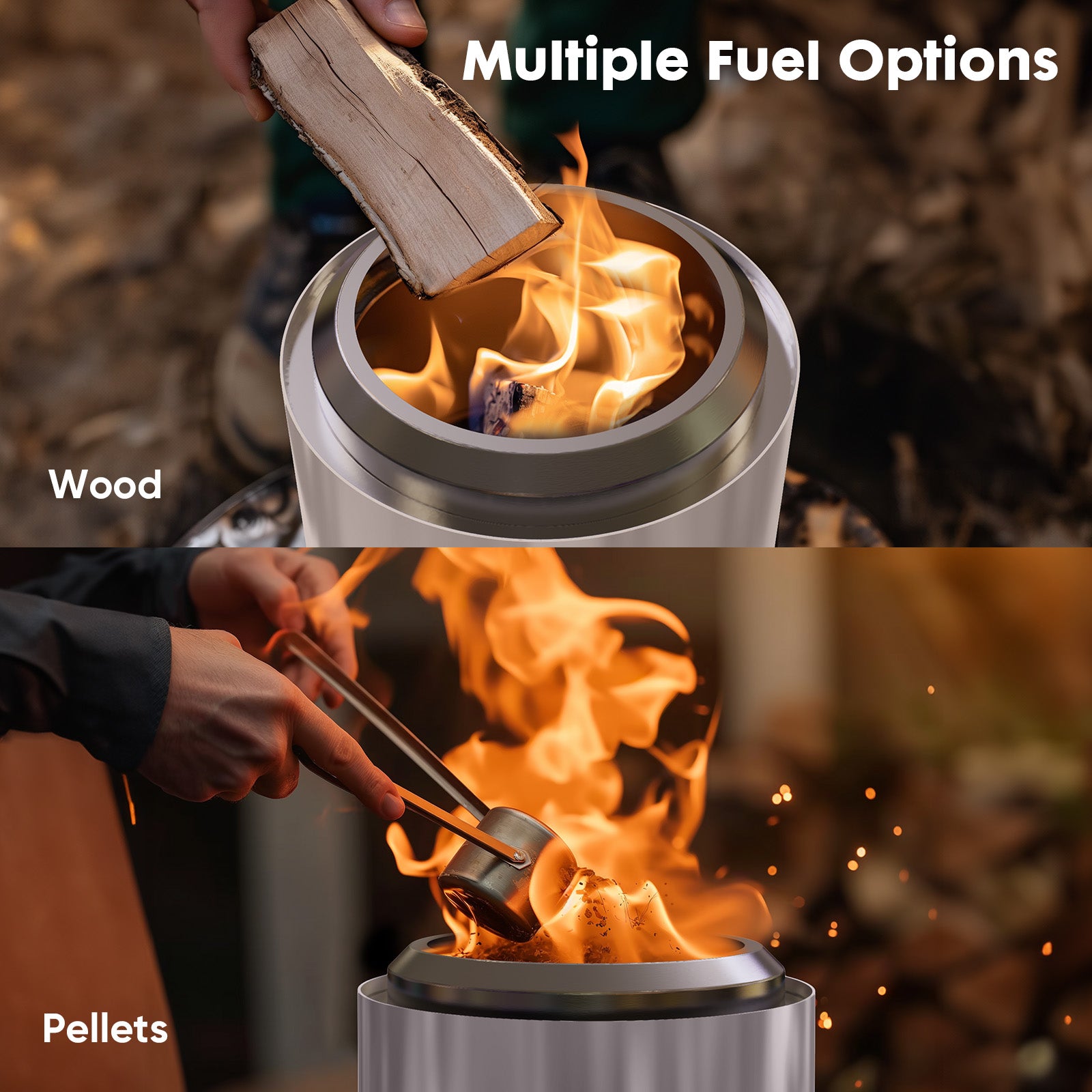 Smokeless Fire Pit, 304 Stainless Steel Tabletop Firepit Wood Pellets Burning Fire Pits For Camping, Bonfire, Low Smoke Portable Firepits For Outdoor Patio Backyard Silver Steel