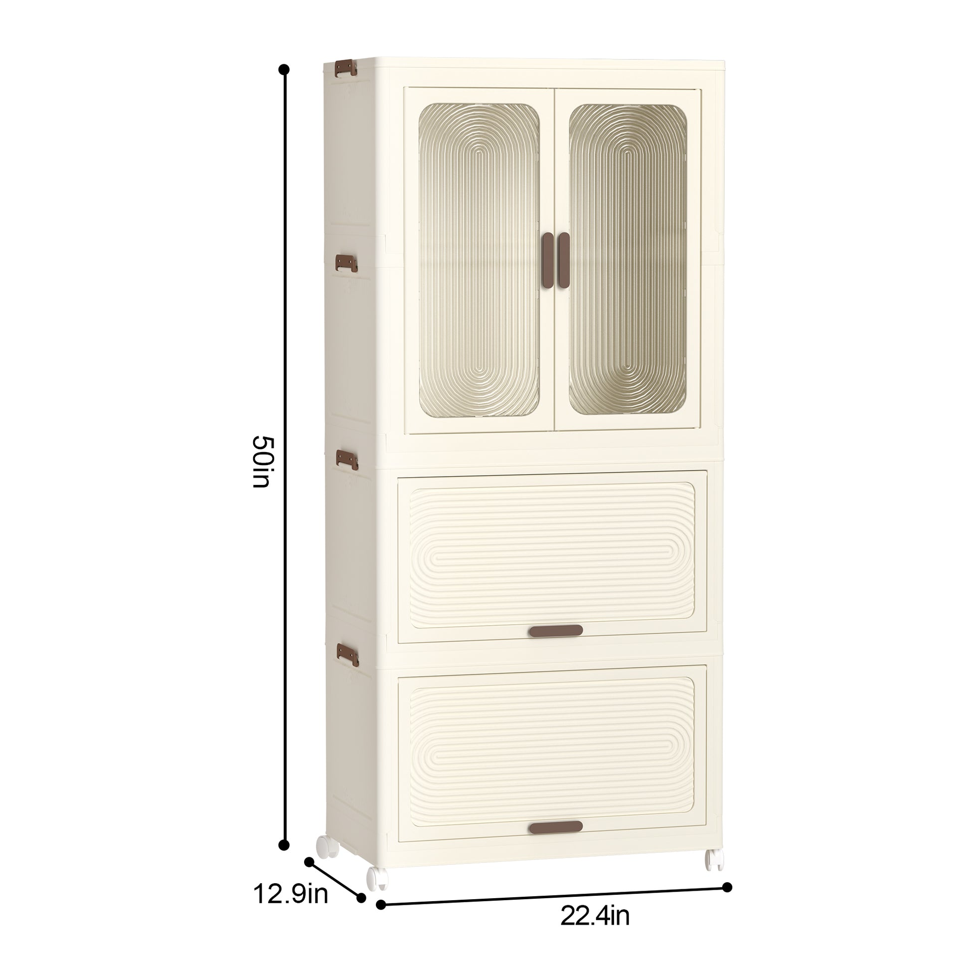 Portable Wardrobe Closet Storage Organizer For Clothes,Clothes Dresser, Magnetic Doors With 4 Cubes & Hanging Rod,10 Pcs Hangersbaby Wardrobe Storage Cabinet,White Freestanding Cream White Bedroom American Design Polypropylene Plastic,Polypropylene