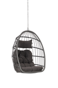 Outdoor Garden Rattan Egg Swing Chair Hanging Chair Sectional Dark Gray Uv Resistant Frame Water Resistant Cushion Garden & Outdoor Rattan