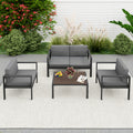 Aluminum Modern 4 Piece Sofa Seating Group For Patio Garden Outdoor Yes Complete Patio Set Black Mildew Resistant Frame Fade Resistant Cushion Garden & Outdoor Modern Complete Patio Sets Aluminium Aluminium