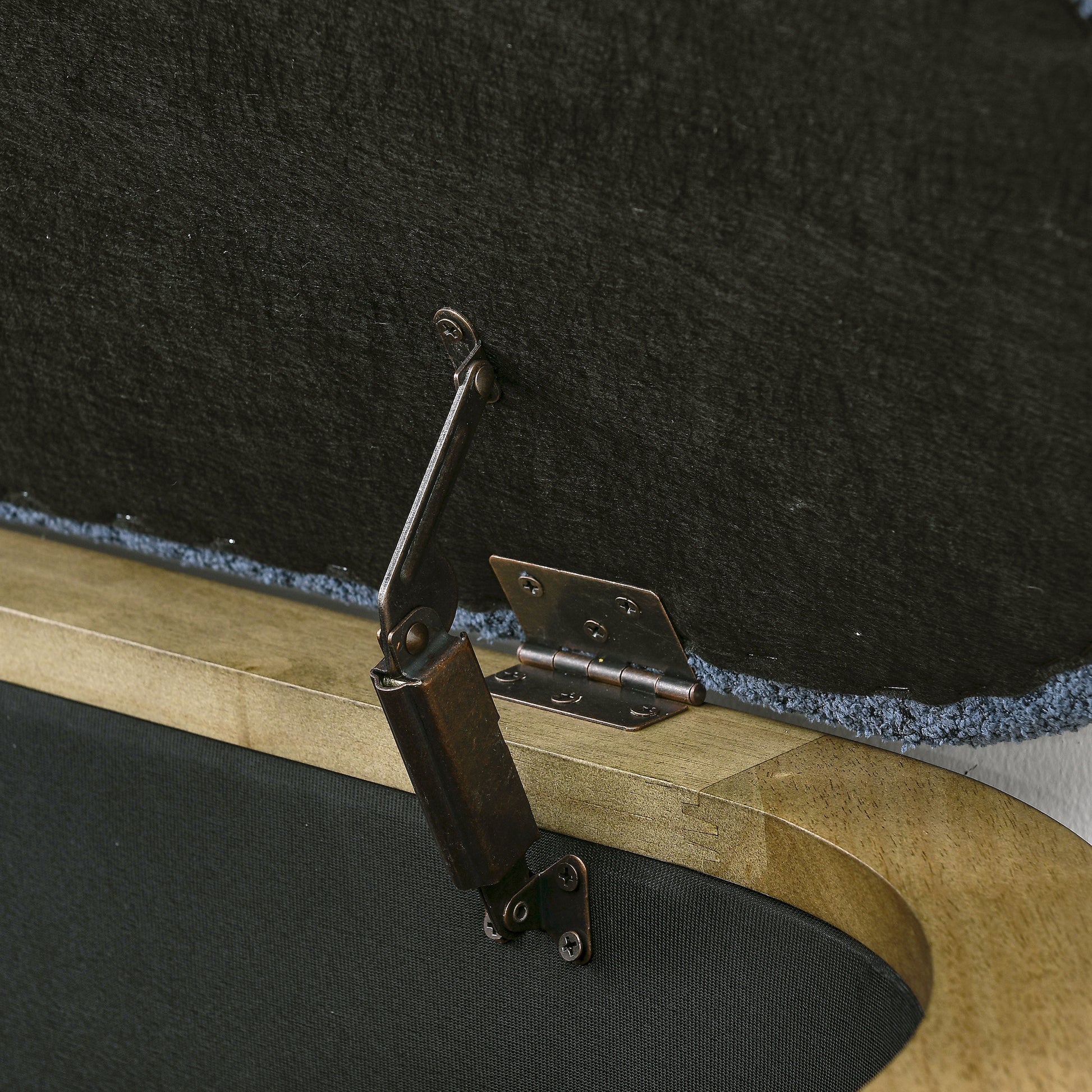 Storage Ottoman Bench, Upholstered End Of Bed Ottoman Bench With Storage And Seating, Large Blanket Storage Bench For Foot Rest In Bedroom, Living Room, Entryway, Dark Blue Dark Blue Foam