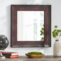 Wall Mirror Straight Line Design Tc Leather Brown Mdf