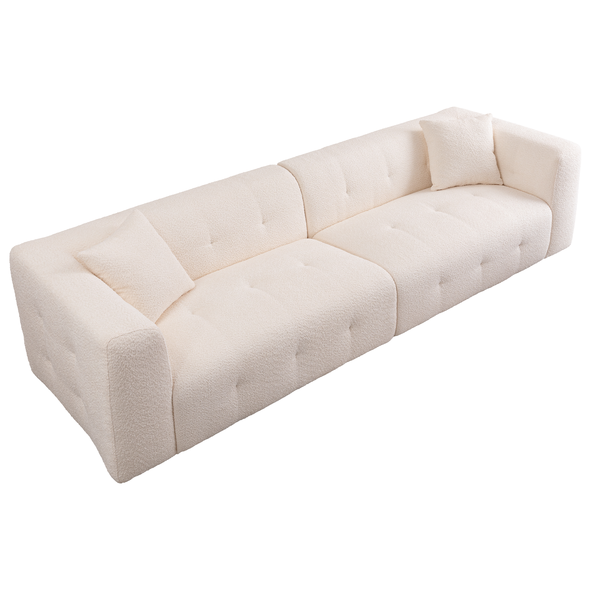 2297 Beige Sofa, Stylish And Simple Square Design, Square Arm, Handrailing Thick And Full, Put Living Room, Office, Conference Room Beige Fabric 3 Seat