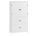 Bathroom Storage Cabinet, Cabinet With Two Doors And Drawers, Adjustable Shelf, Mdf Board, White White Mdf