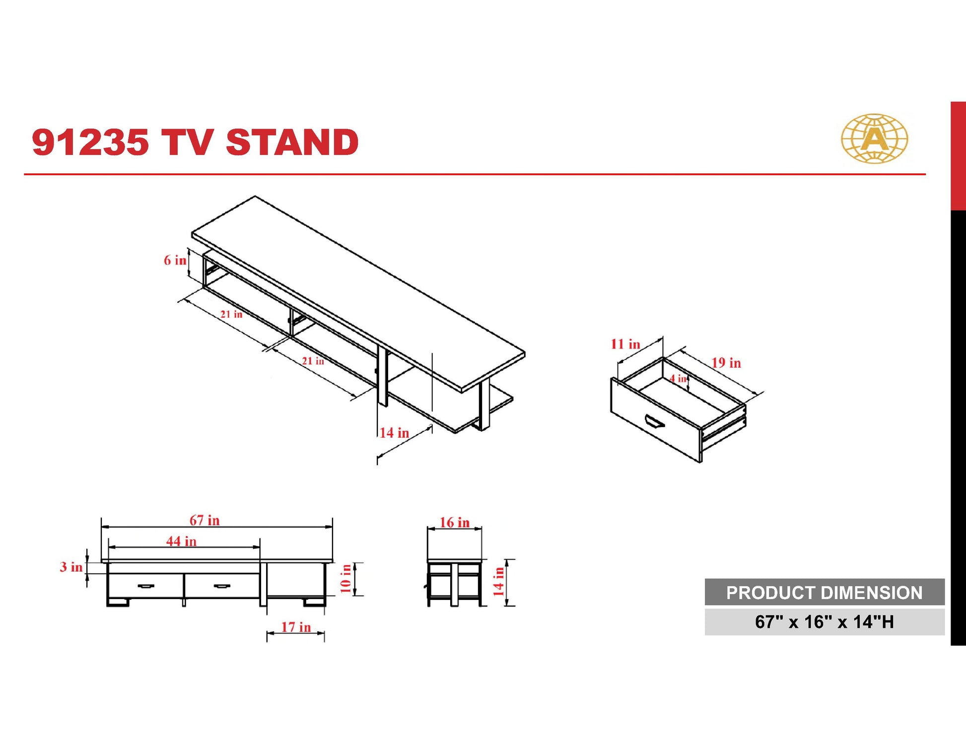 Walnut And Black 2 Drawer Tv Stand With 1 Shelf Walnut Black Primary Living Space 55 Inches 50 59 Inches Contemporary 55 Inches Wood