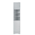 Multi Functional Corner Cabinet Tall Bathroom Storage Cabinet With Two Doors And Adjustable Shelves, Open Shelf, Grey Grey Mdf