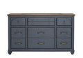 Americana Dresser, No Assembly Required, Corduroy Blue Finish Blue Rubberwood Rubber Wood