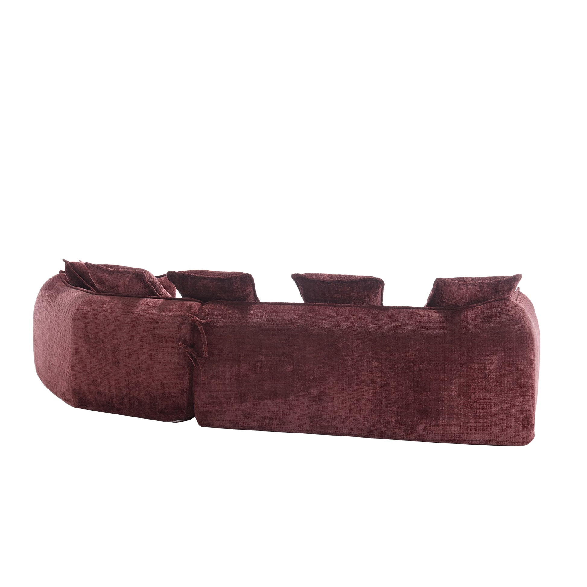 Modular Sectional Sofa, U Shaped Couch With Sofa For Five & Pillows, Modern Minimalist Chenille Fabric Large Comfy Cloud Sofas, Living Room Furniture Sets Wine Red Chenille 5 Seat