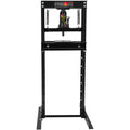 Hydraulic 12 Ton H Frame Garage Floor Adjustable Shop Press With Plates, 12T, Black Black Steel