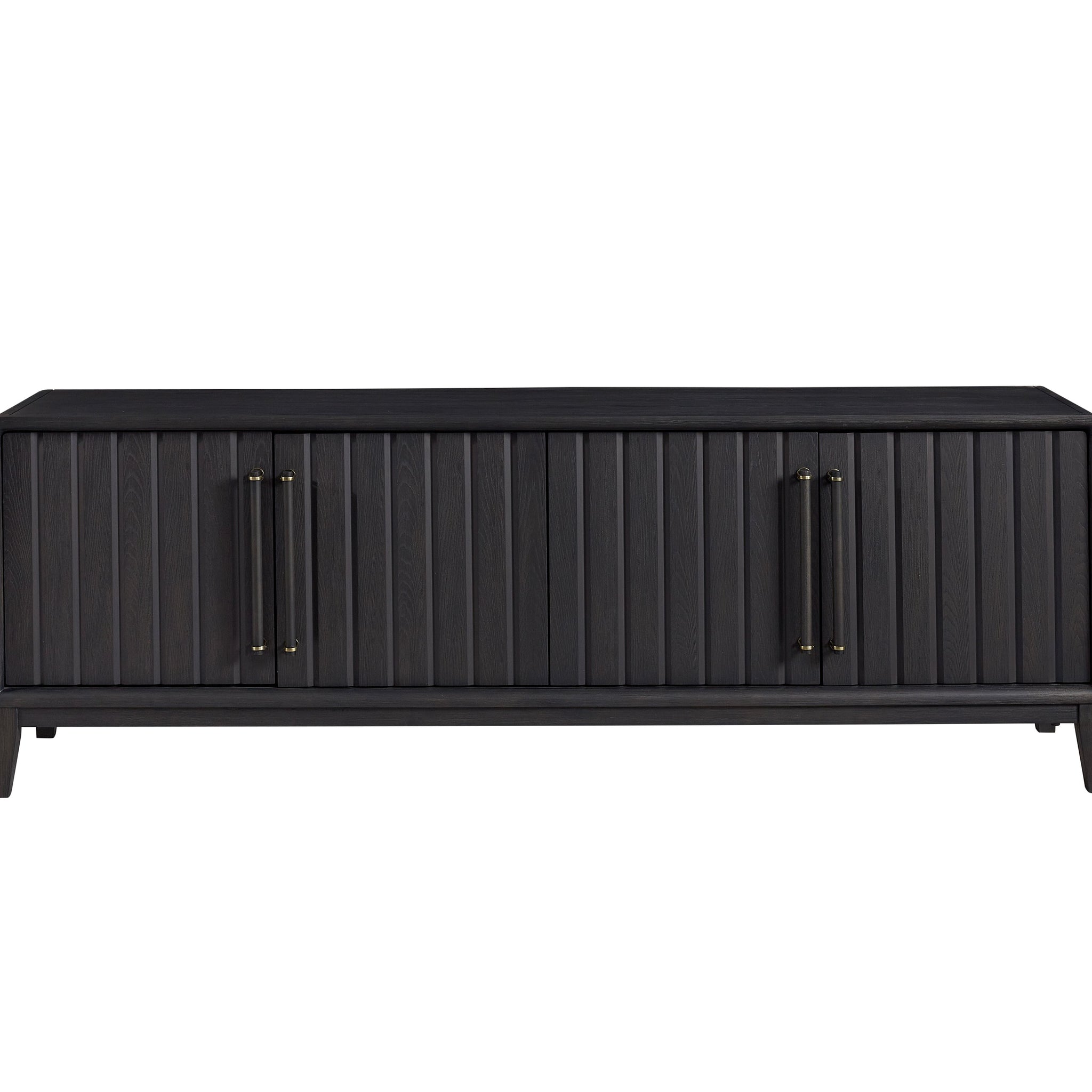 80" Console With Power Pack Black 60 69 Inches Solid Wood Mdf