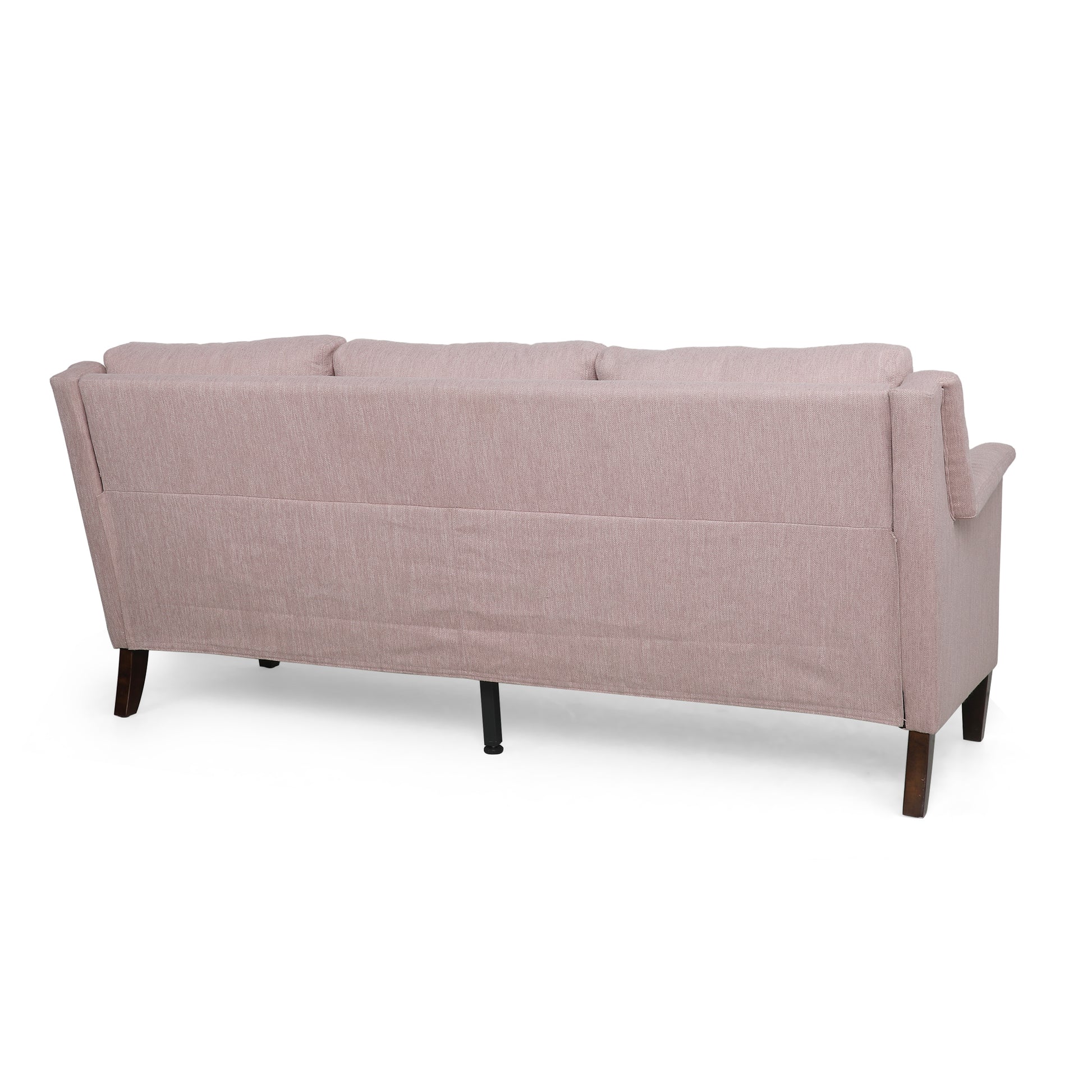 Comfy 3 Seat Sofa With Wooden Legs, Pu, For Living Room And Study Light Pink Fabric 3 Seat
