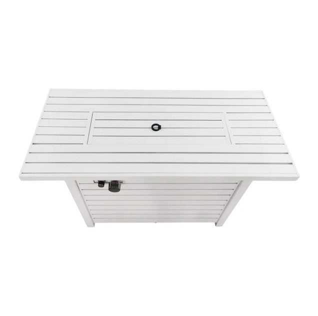 24" H Propane Natural Gas Outdoor Steel Fire Pit Table With Lid White Garden & Outdoor Modern Stone Steel