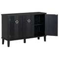 Simple And Atmospheric Solid Wood Veneer Fraxinus Mandschuric Cabinet With Three Acacia Solid Doors,Adjustable, Suitable For Study, Corridors,And Entrances. Black Mdf