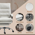 Vinsetto Microfibre Executive Massage Office Chair, Computer Desk Chair, Heated Reclining Chair With Footrest, Double Tier Padding, Swivel Wheels, Cream White Cream White Polyester