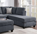 Living Room Furniture Charcoal Chenille Sectional W Ottoman Linen Like Fabric Sofa Reversible L R Chaise Ottoman 3Pc Sectional Sofa Charcoal Chenille Wood Primary Living Space Cushion Back