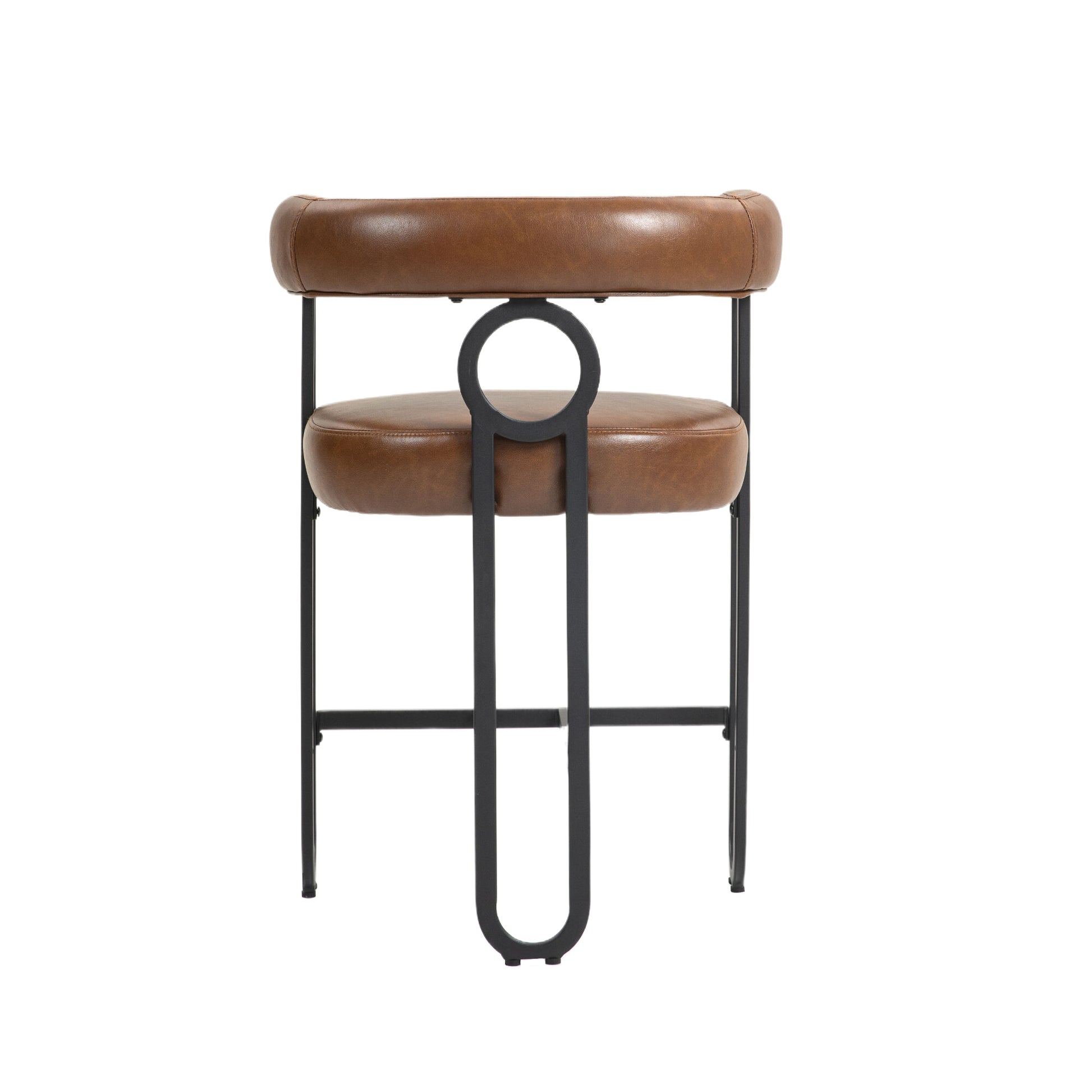 Coolmore Bar Stools Set Of 1, Modern Bar Stool With Back, Black Metal Frames, Upholstered Bar Stools For Kitchen Island, Pub, Club Light Brown Pu Light Brown Primary Living Space Foam Pu