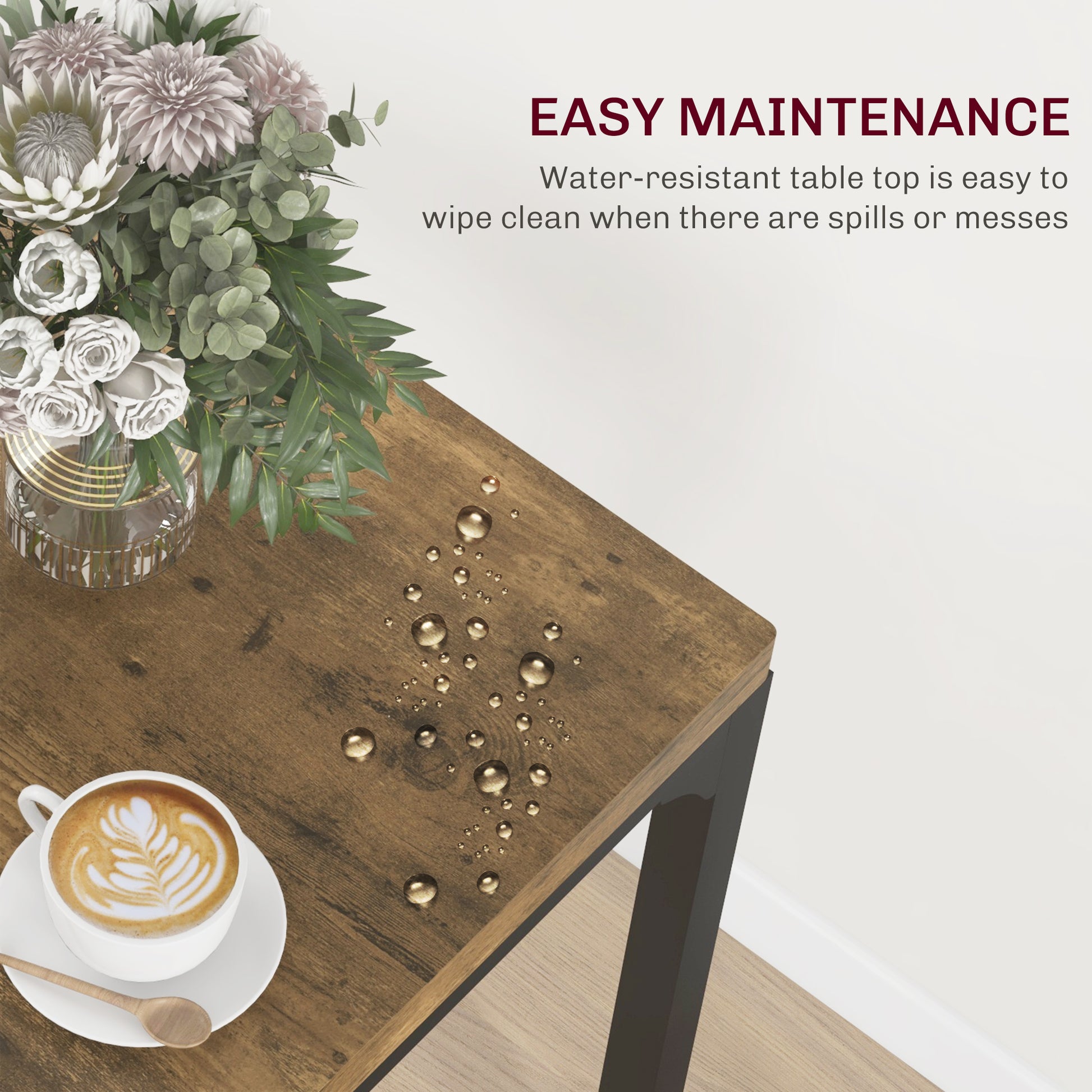 Homcom 3 Piece Dining Table Set For 2, Modern Kitchen Table And Chairs, Dining Room Set For Breakfast Nook, Small Space, Apartment, Space Saving, Rustic Brown Rustic Brown Mdf